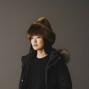 VTG Genuine Beaver Fur Cossack Hat Sz 6 3/4 21” Small Winter Hat Russian Style